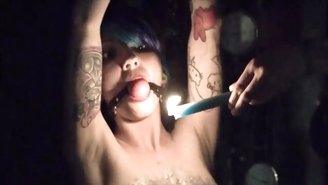 Audri Paige - Wax Tiny teen model tries wax play for the first time.