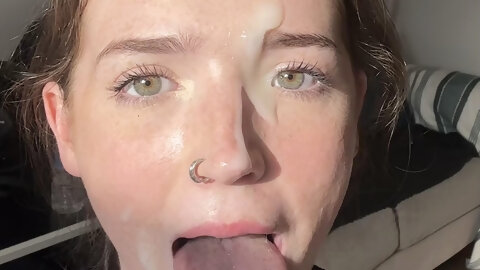 Cum over freckles and green eyes are the perfect combo
